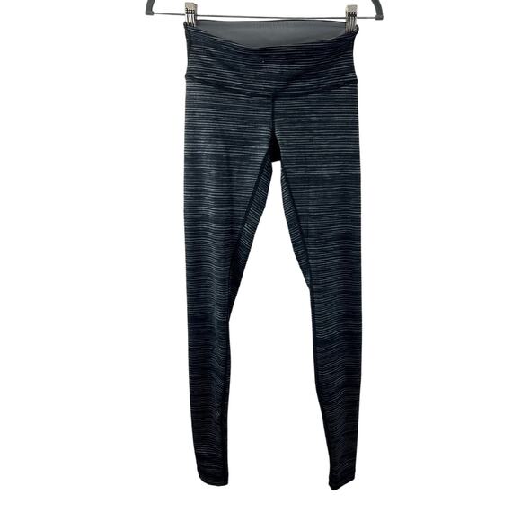 Lululemon Align High Rise Pant Legging Black Gray Striped Elastic Waist Size 4 - Picture 1 of 7